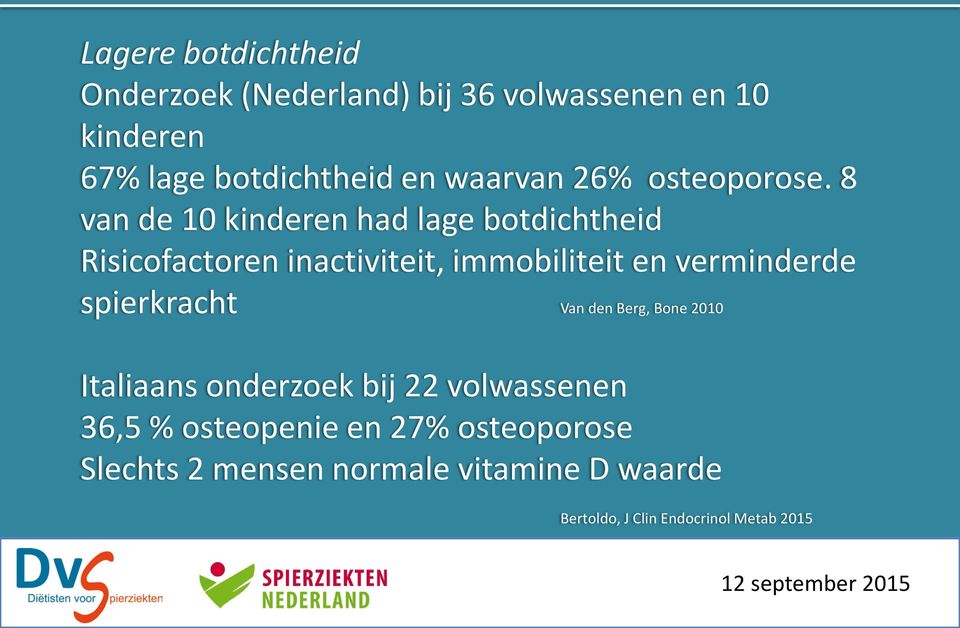 8 van de 10 kinderen had lage botdichtheid Risicofactoren inactiviteit, immobiliteit en verminderde