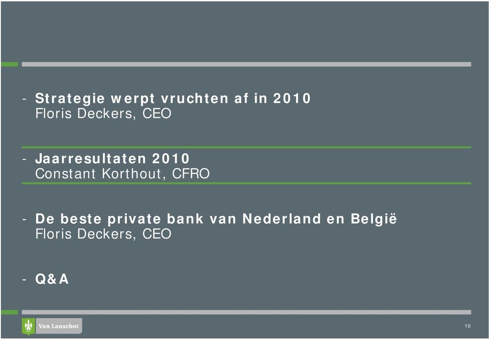 Korthout, CFRO - De beste private bank van