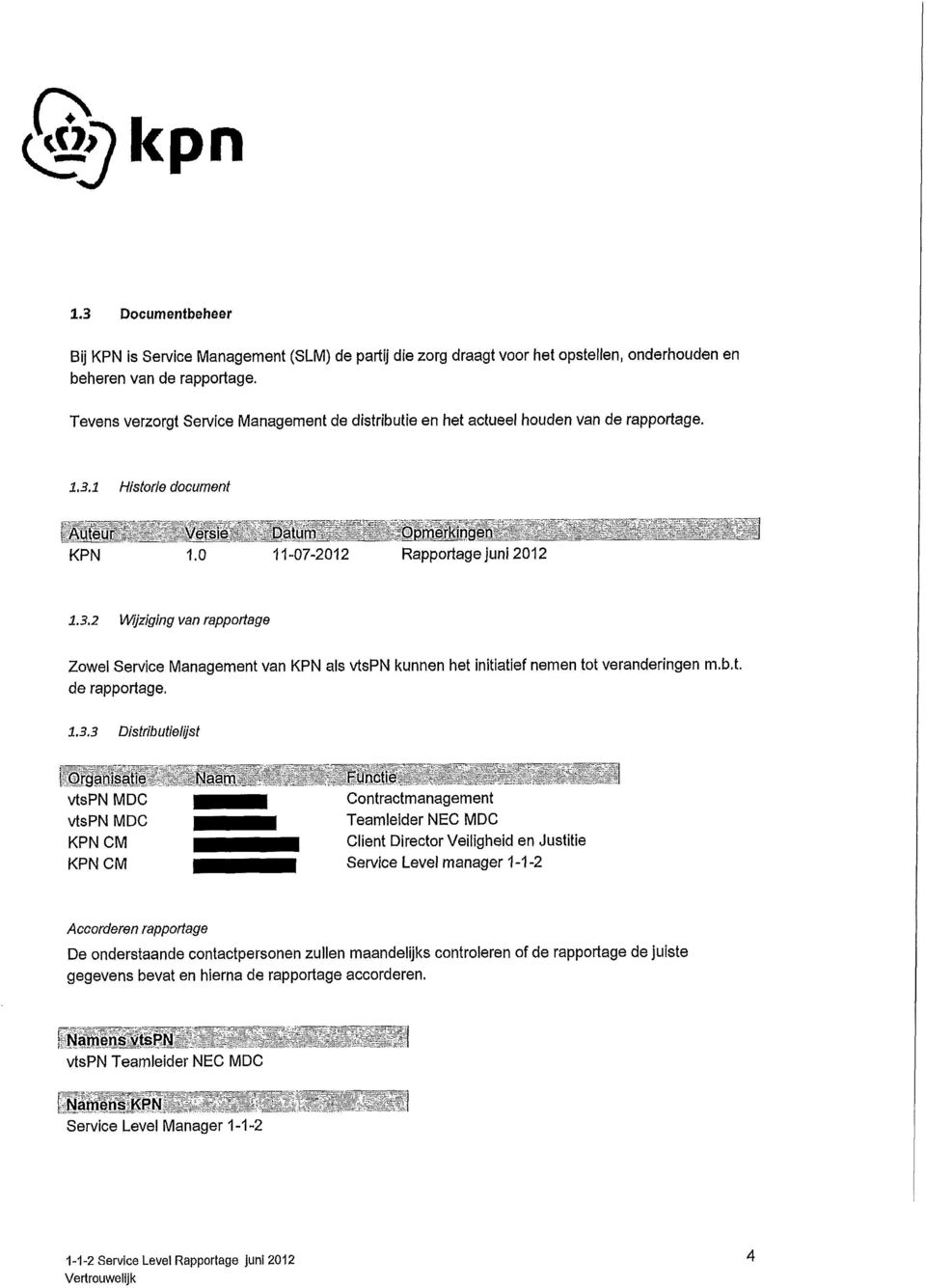 1 Historie document Auteur Versie Datum_ Opmerkingen KPN 1.0 11-07-2012 Rapportage 2012 1.3.