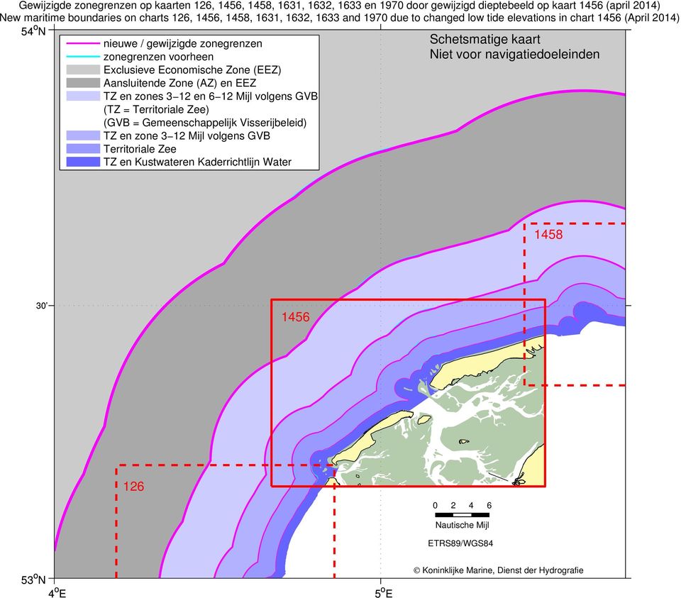 navigatiedoeleinden Exclusieve Economische Zone (EEZ) Aansluitende Zone (AZ) en EEZ TZ en zones 3 12 en 6 12 Mijl volgens GVB (TZ = Territoriale Zee) (GVB = Gemeenschappelijk