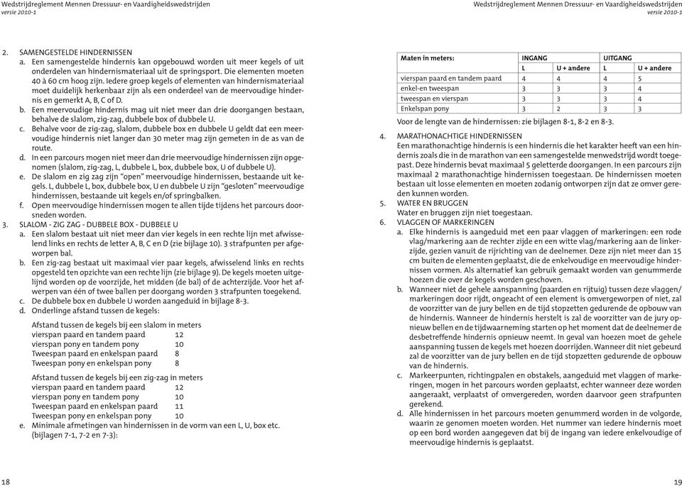 Iedere groep kegels of elementen van hindernismateriaal moet duidelijk herkenbaar zijn als een onderdeel van de meervoudige hindernis en gemerkt A, B, C of D. b.