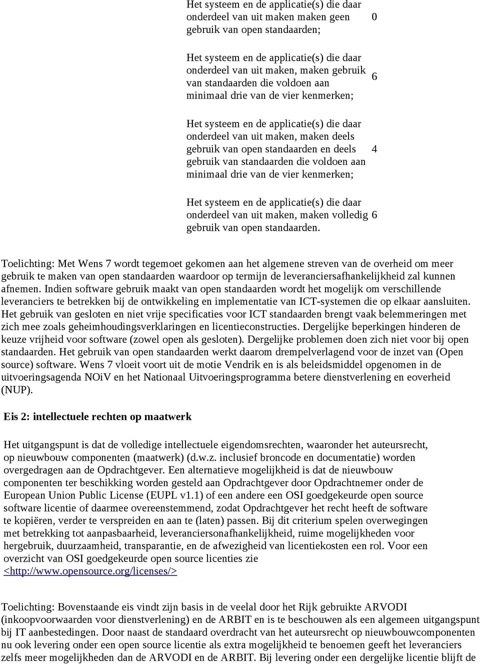 standaarden die voldoen aan minimaal drie van de vier kenmerken; 6 4 Het systeem en de applicatie(s) die daar onderdeel van uit maken, maken volledig 6 gebruik van open standaarden.