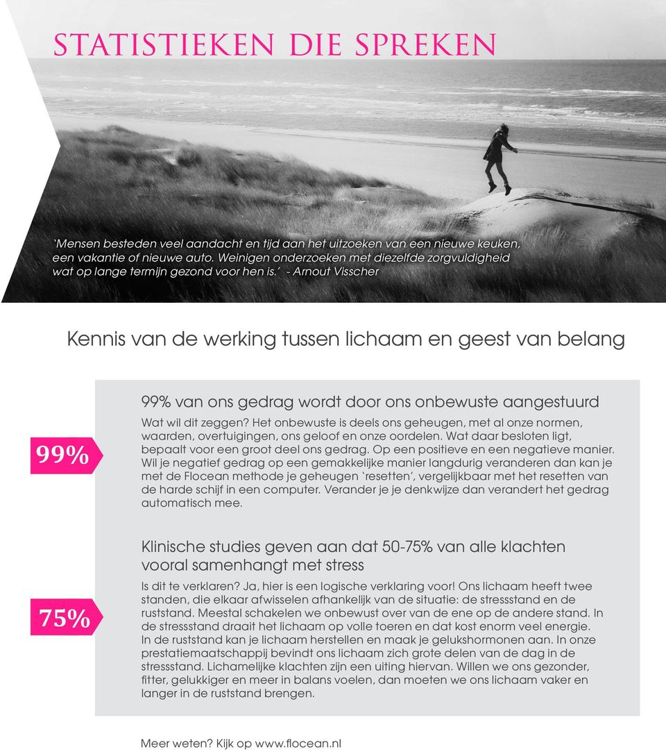 - Arnout Visscher Kennis van de werking tussen lichaam en geest van belang 99% van ons gedrag wordt door ons onbewuste aangestuurd 99% Wat wil dit zeggen?