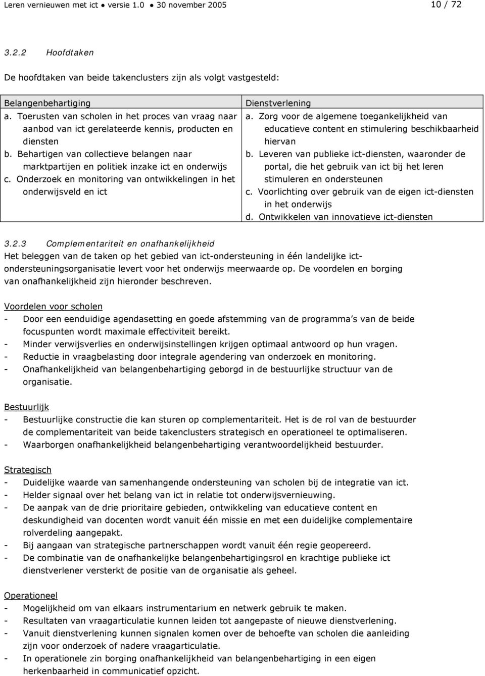 Behartigen van collectieve belangen naar marktpartijen en politiek inzake ict en onderwijs c. Onderzoek en monitoring van ontwikkelingen in het onderwijsveld en ict Dienstverlening a.