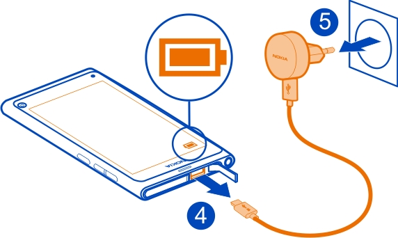 10 Aan de slag U hoeft de batterij niet gedurende een bepaalde periode op te laden en u kunt de telefoon gebruiken terwijl deze wordt opgeladen.