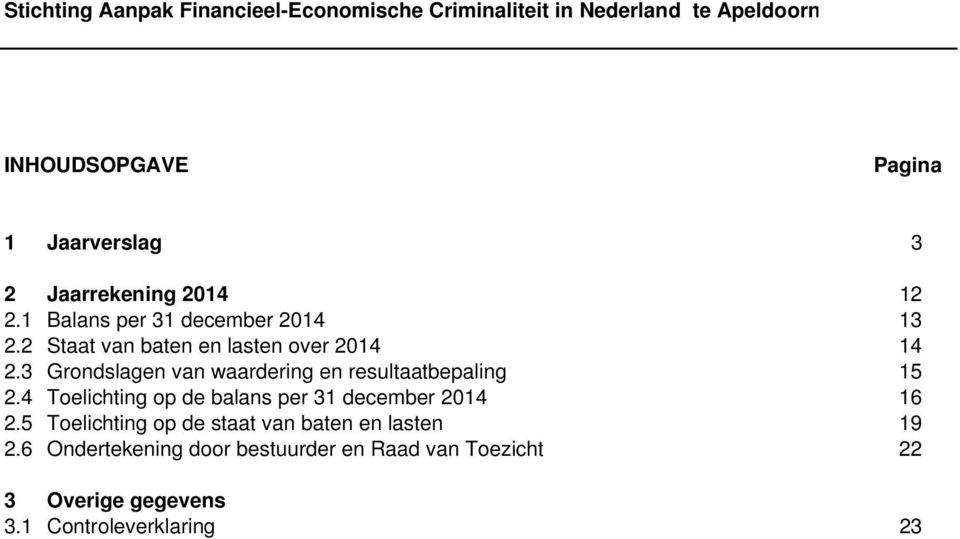 4 Toelichting op de balans per 31 december 2014 16 2.