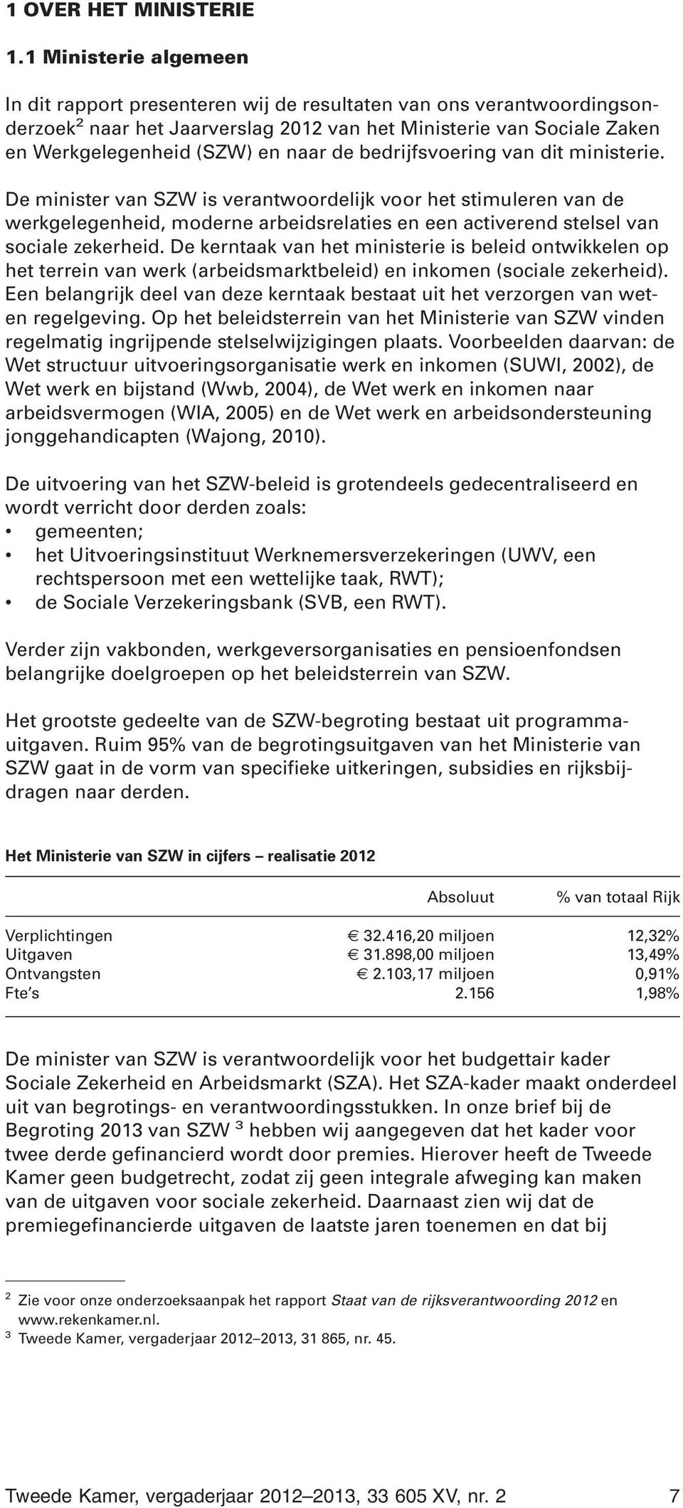 de bedrijfsvoering van dit ministerie. De minister van SZW is verantwoordelijk voor het stimuleren van de werkgelegenheid, moderne arbeidsrelaties en een activerend stelsel van sociale zekerheid.