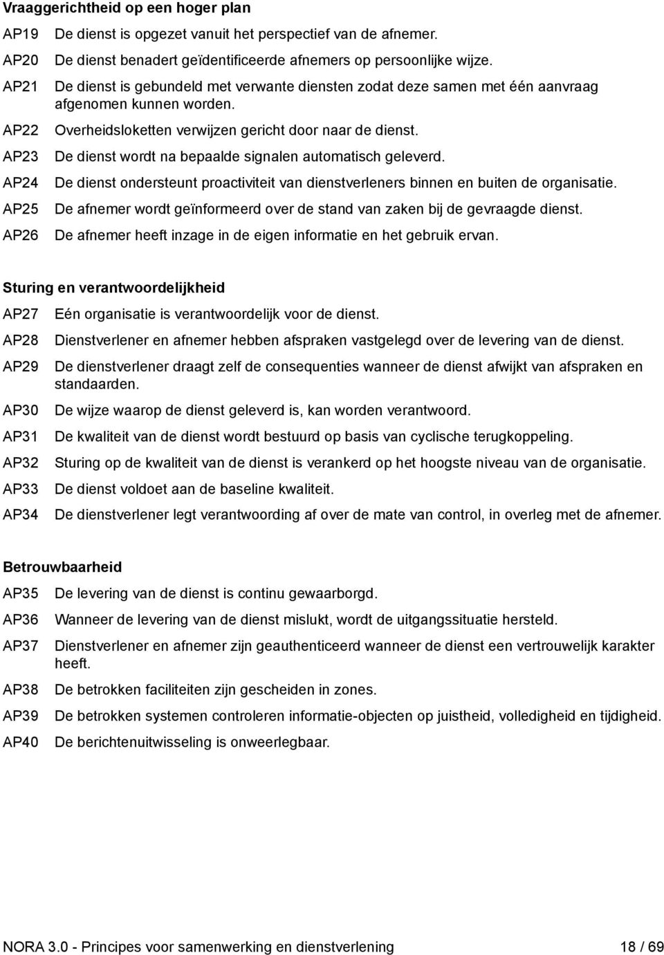 AP23 De dienst wordt na bepaalde signalen automatisch geleverd. AP24 De dienst ondersteunt proactiviteit van dienstverleners binnen en buiten de organisatie.