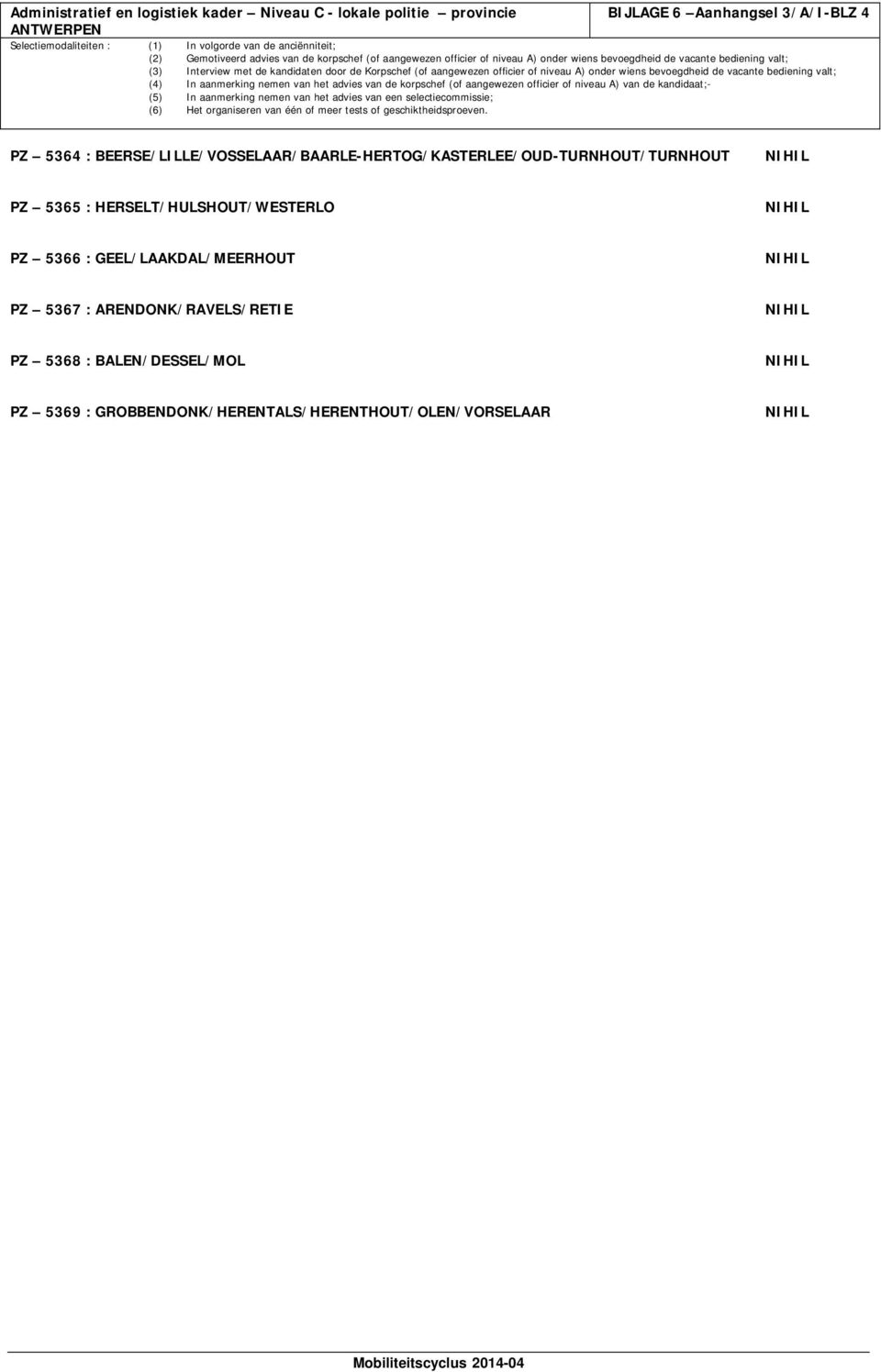 BEERSE/LILLE/VOSSELAAR/BAARLE-HERTOG/KASTERLEE/OUD-TURNHOUT/TURNHOUT PZ 5365 : HERSELT/HULSHOUT/WESTERLO