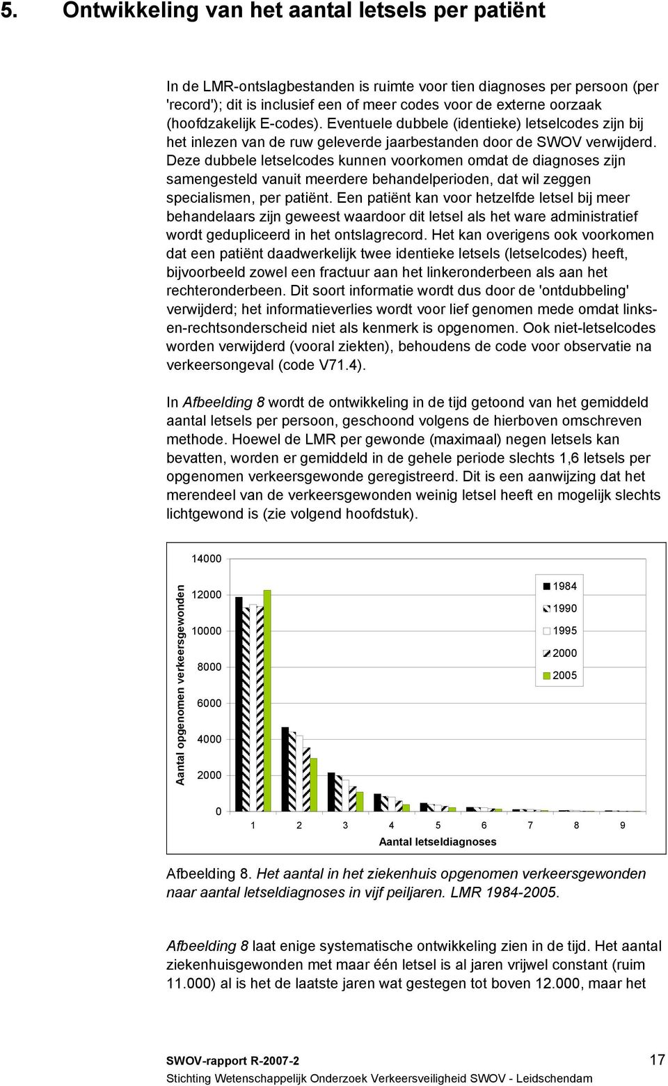 Deze dubbele letselcodes kunnen voorkomen omdat de diagnoses zijn samengesteld vanuit meerdere behandelperioden, dat wil zeggen specialismen, per patiënt.