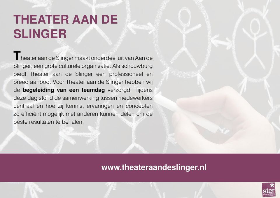 Voor Theater aan de Slinger hebben wij de begeleiding van een teamdag verzorgd.