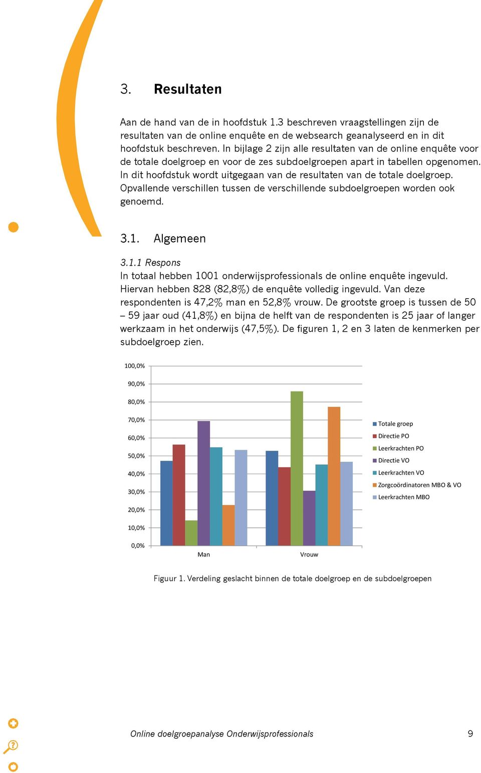 In dit hoofdstuk wordt uitgegaan van de resultaten van de totale doelgroep. Opvallende verschillen tussen de verschillende subdoelgroepen worden ook genoemd. 3.1.