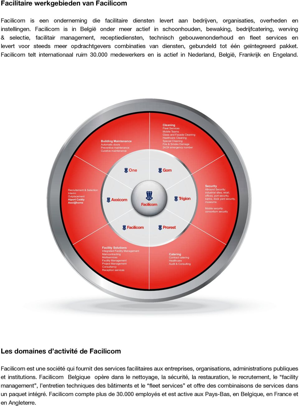levert voor steeds meer opdrachtgevers combinaties van diensten, gebundeld tot één geïntegreerd pakket. Facilicom telt internationaal ruim 30.