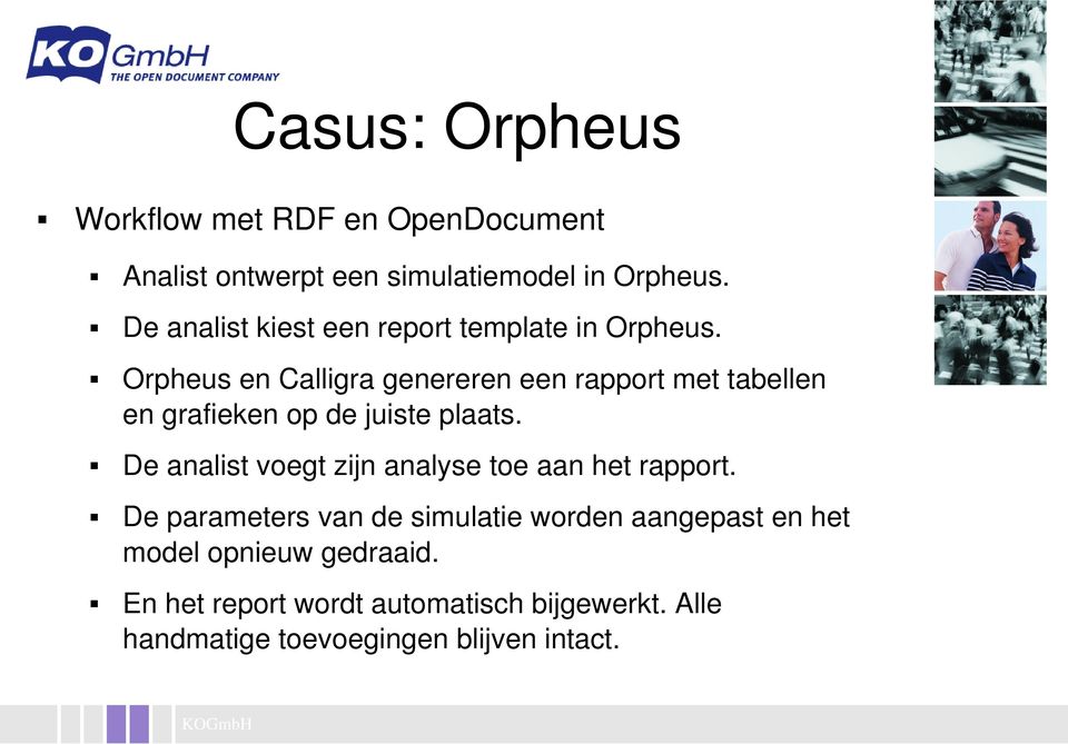 Orpheus en Calligra genereren een rapport met tabellen en grafieken op de juiste plaats.