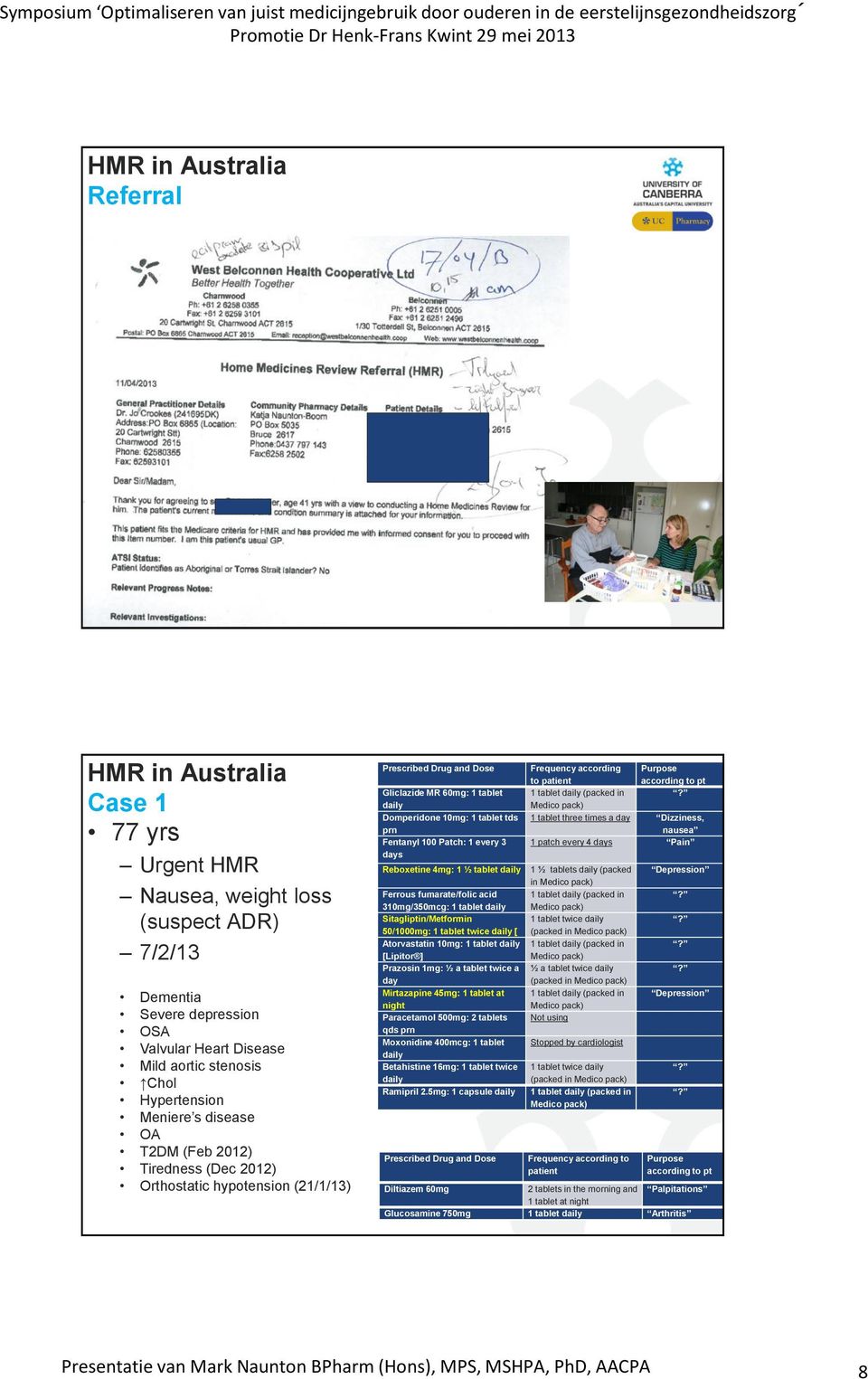 Frequency according Purpose to patient according to pt 1 tablet daily (packed in?