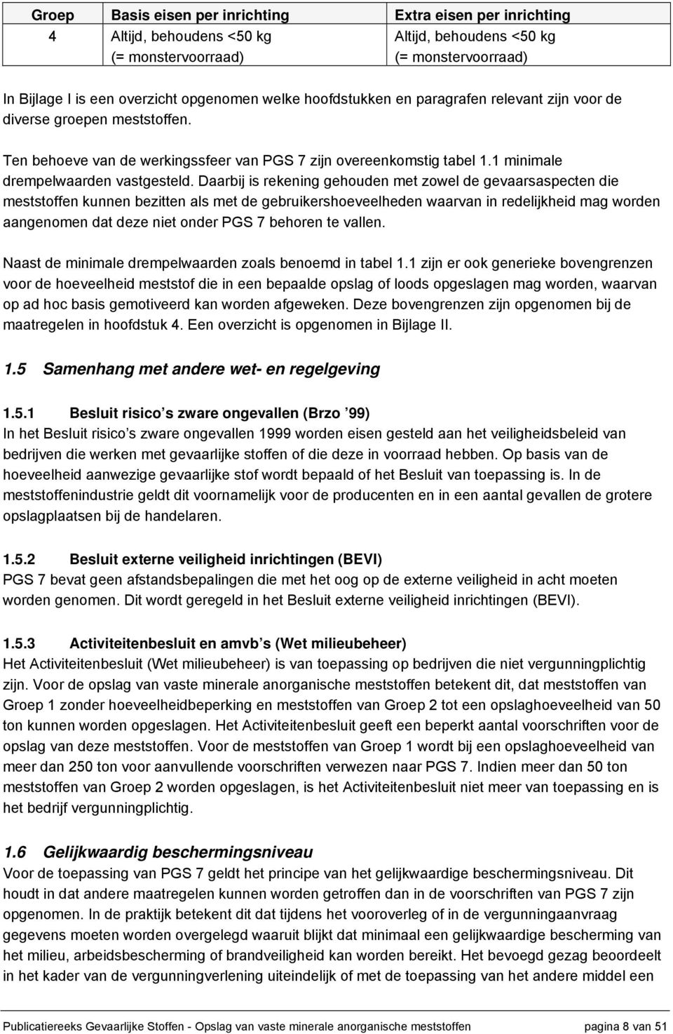 Daarbij is rekening gehouden met zowel de gevaarsaspecten die meststoffen kunnen bezitten als met de gebruikershoeveelheden waarvan in redelijkheid mag worden aangenomen dat deze niet onder PGS 7