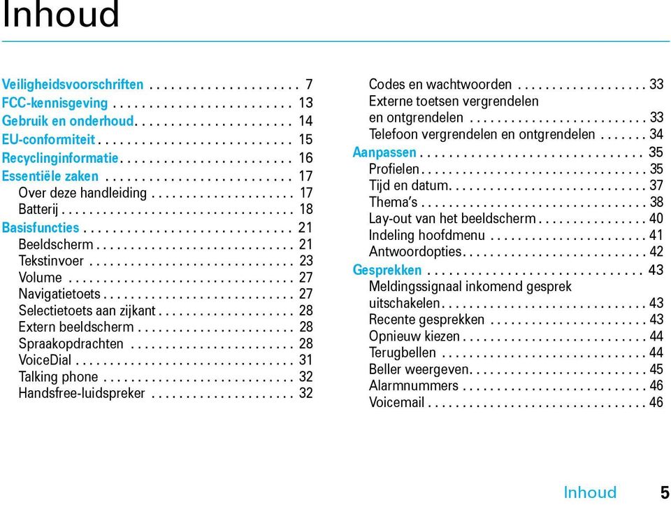 ............................ 21 Tekstinvoer.............................. 23 Volume................................. 27 Navigatietoets............................ 27 Selectietoets aan zijkant.