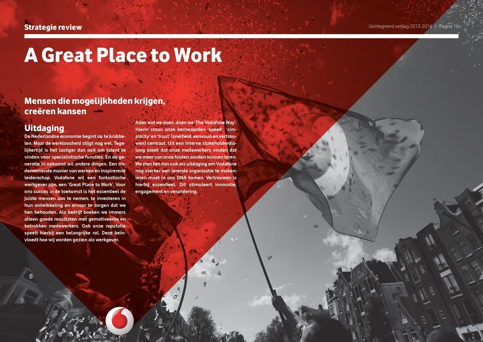Een ondernemende manier van werken en inspirerend leiderschap. Vodafone wil een fantastische werkgever zijn, een Great Place to Work.