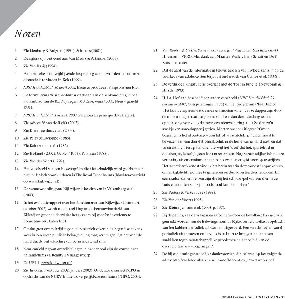 6 De formulering frisse aanblik is ontleend aan de aankondiging in het alumniblad van de KU Nijmegen: KU Zien, maart 2003, Nieuw gezicht KUN.