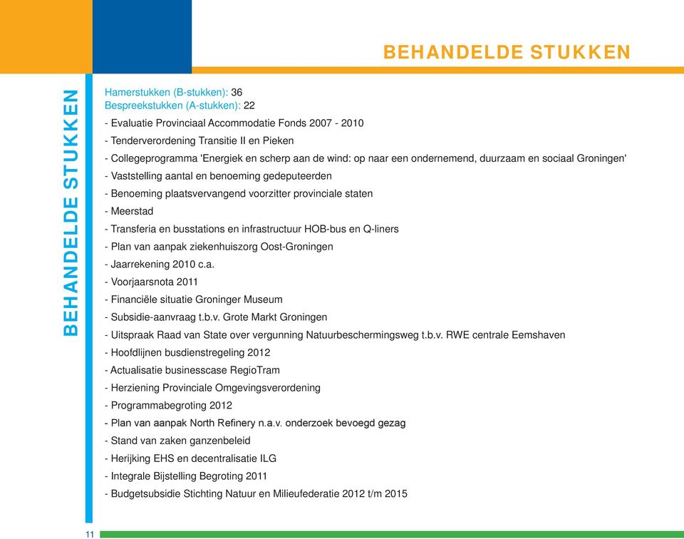 provinciale staten - Meerstad - Transferia en busstations en infrastructuur HOB-bus en Q-liners - Plan van aanpak ziekenhuiszorg Oost-Groningen - Jaarrekening 200 c.a. - Voorjaarsnota 20 - Financiële situatie Groninger Museum - Subsidie-aanvraag t.