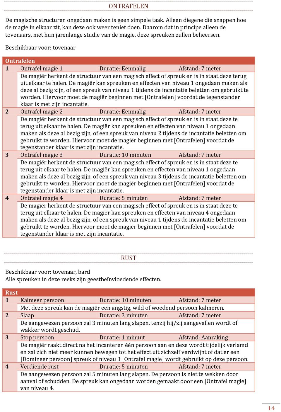 Beschikbaar voor: tovenaar Ontrafelen 1 Ontrafel magie 1 Duratie: Eenmalig Afstand: 7 meter De magiër herkent de structuur van een magisch effect of spreuk en is in staat deze terug uit elkaar te