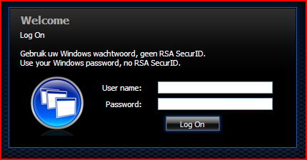 3. Vul de gebruikersnaam en het Windows wachtwoord in en klik op Log on. 4.