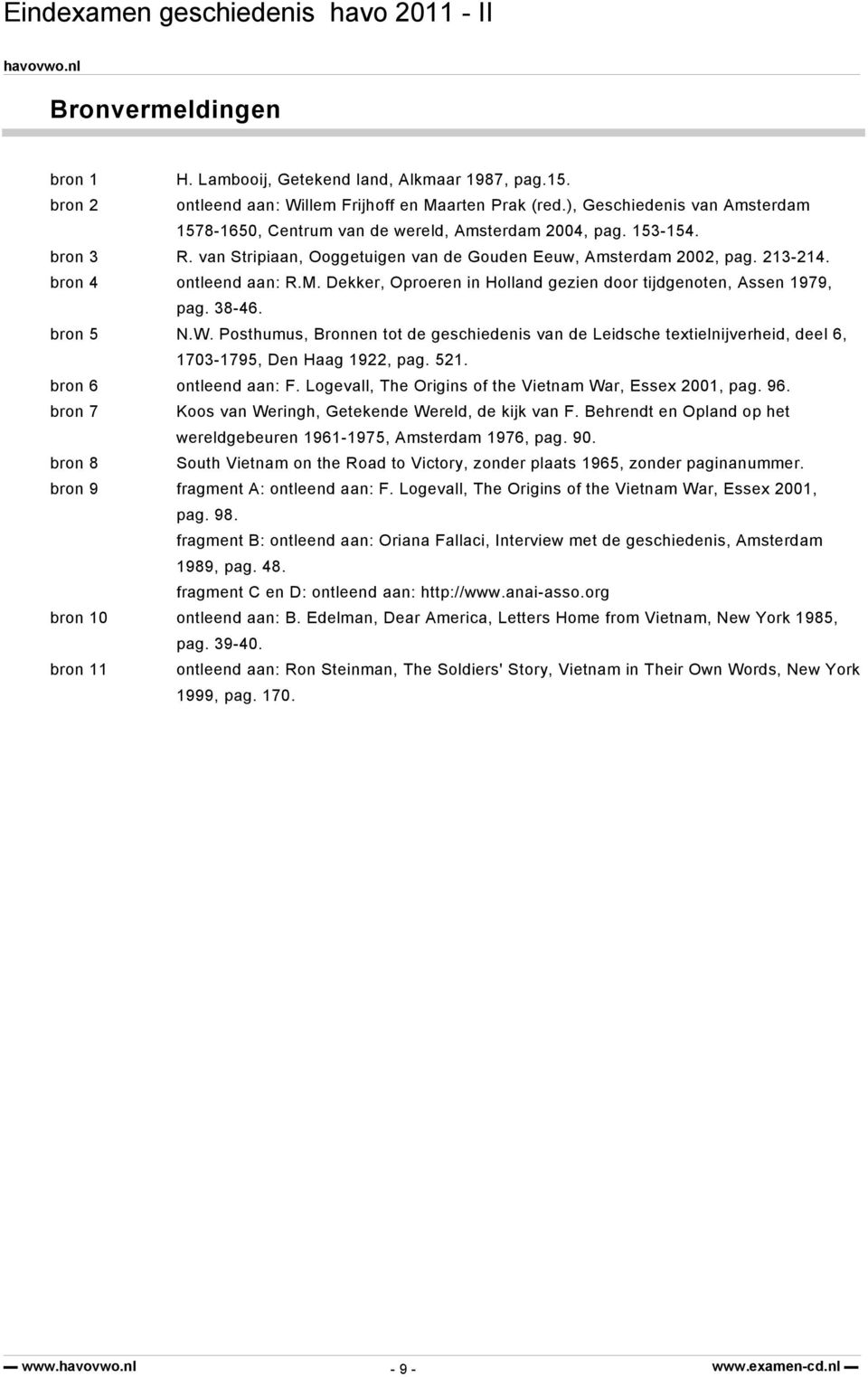 bron 4 ontleend aan: R.M. Dekker, Oproeren in Holland gezien door tijdgenoten, Assen 1979, pag. 38-46. bron 5 N.W.