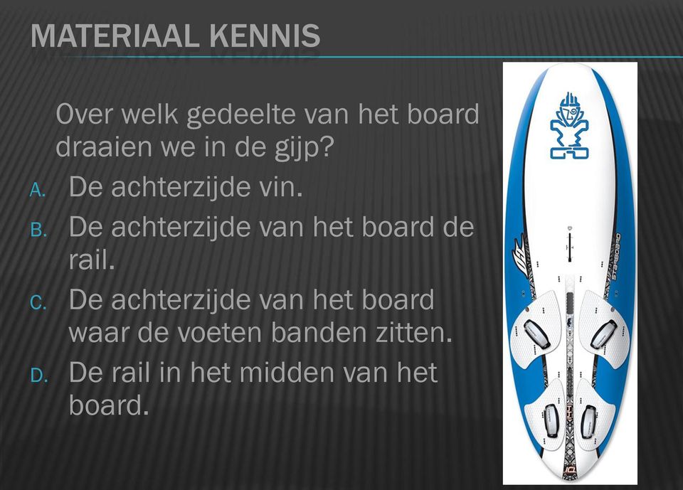 De achterzijde van het board de rail. C.