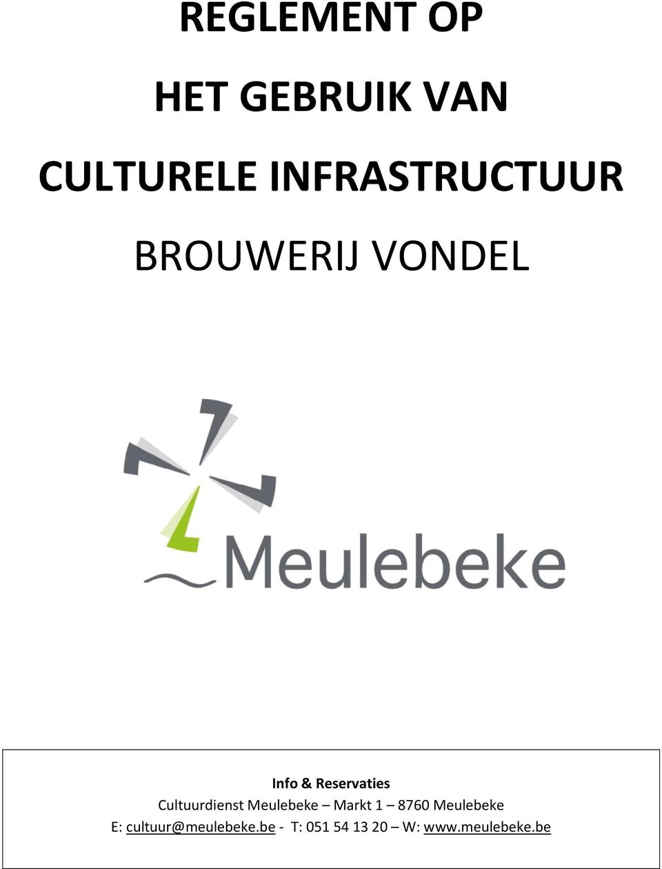 Reservaties Cultuurdienst Meulebeke Markt 1 8760