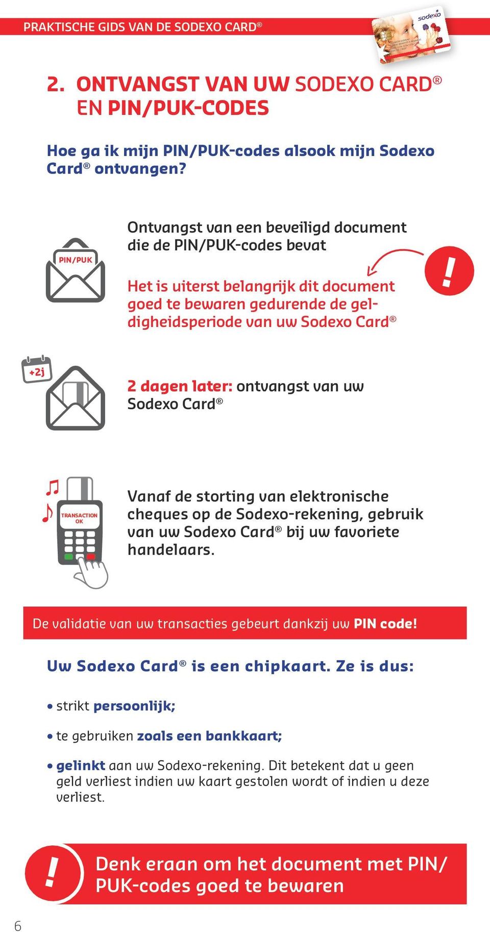 ontvangst van uw Sodexo Card TRANSACTION OK Vanaf de storting van elektronische cheques op de Sodexo-rekening, gebruik van uw Sodexo Card bij uw favoriete handelaars.