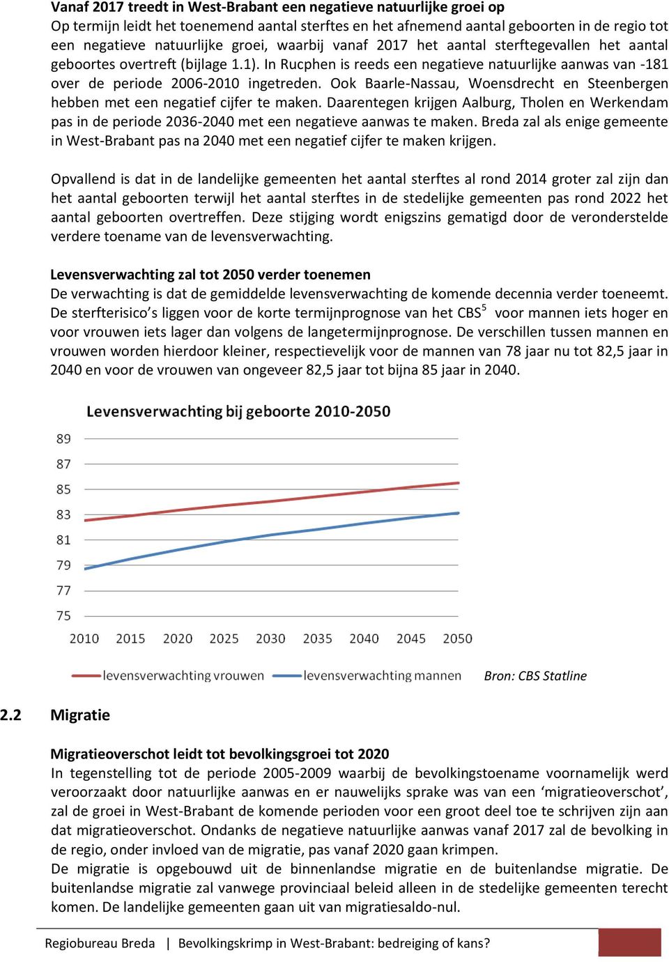 Ook Baarle-Nassau, Woensdrecht en Steenbergen hebben met een negatief cijfer te maken. Daarentegen krijgen Aalburg, Tholen en Werkendam pas in de periode 2036-2040 met een negatieve aanwas te maken.