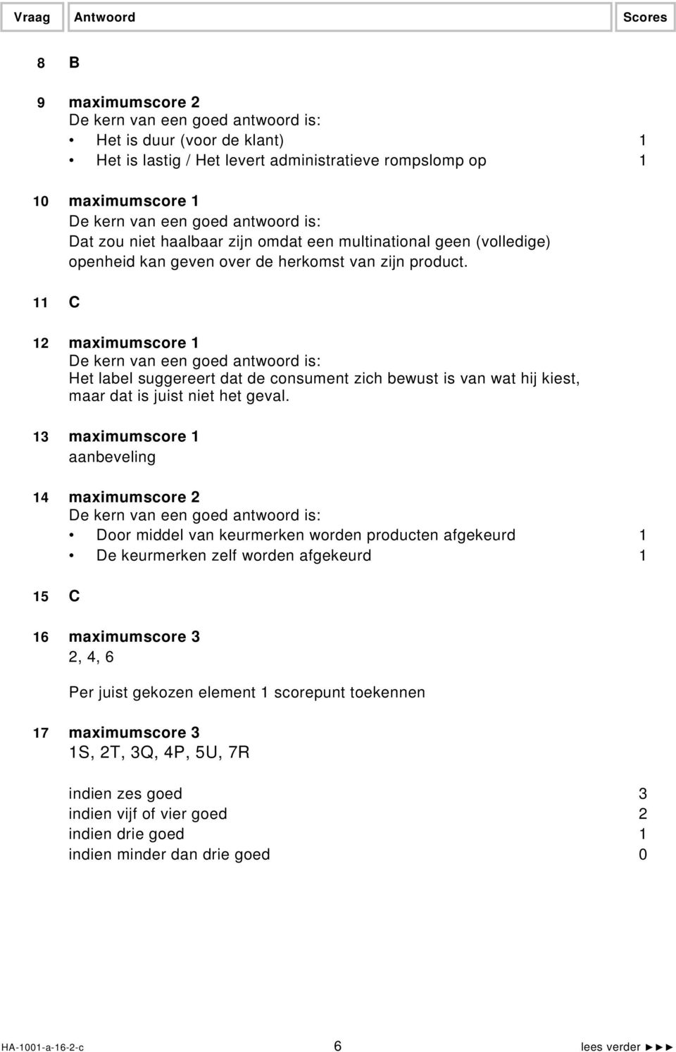 11 C 12 maximumscore 1 Het label suggereert dat de consument zich bewust is van wat hij kiest, maar dat is juist niet het geval.