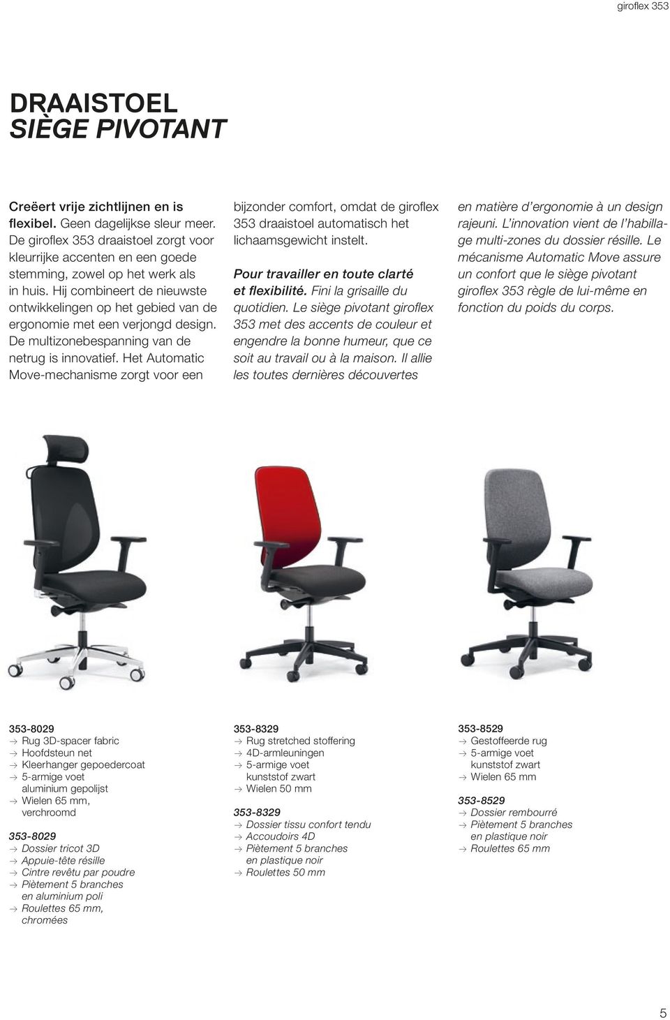 Hij combineert de nieuwste ontwikkelingen op het gebied van de ergonomie met een verjongd design. De multizonebespanning van de netrug is innovatief.