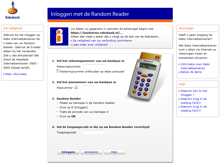 2.2 De koppeling activeren: Ga via uw internetbrowser naar www.rabobank.nl en log op de gebruikelijke manier in.