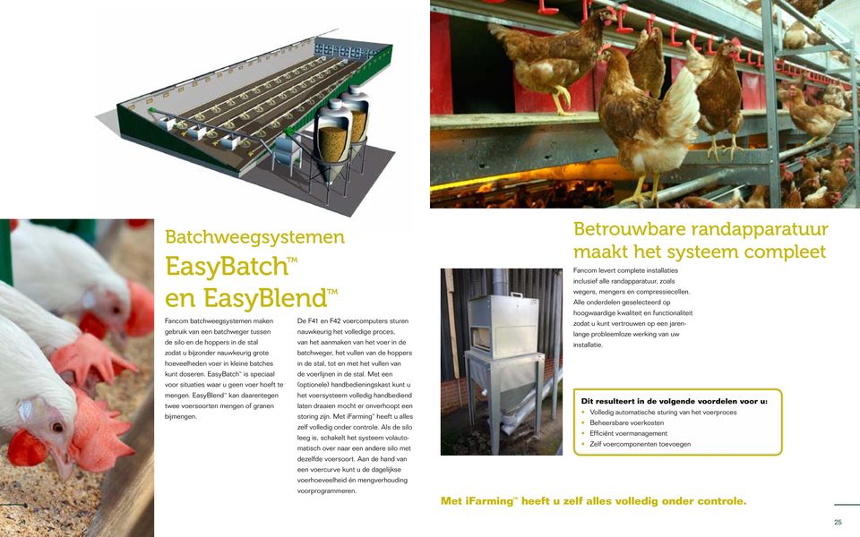 doseren. EasyBatch is speciaal de voerlijnen in de stal. Met een voor situaties waar u geen voer hoeft te (optionele) handbedieningskast kunt u mengen.