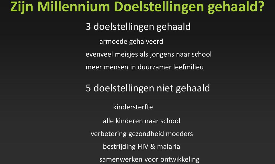 school meer mensen in duurzamer leefmilieu 5 doelstellingen niet gehaald