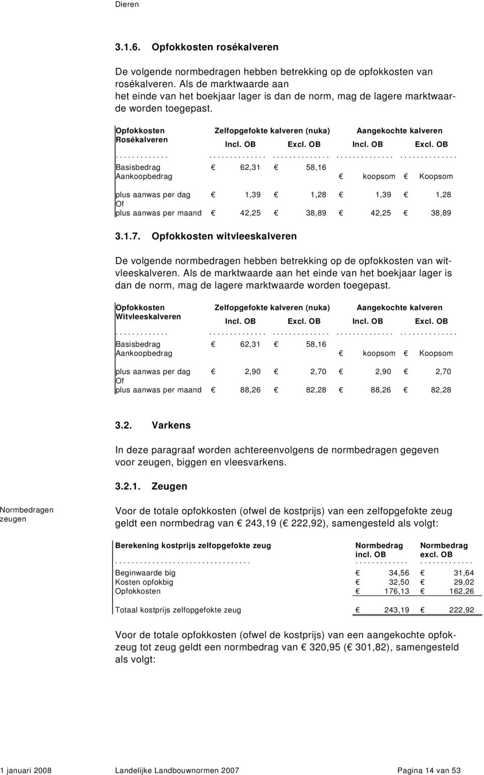 OB Excl. OB Incl. OB Excl. OB............... Basisbedrag 62,31 58,16 Aankoopbedrag koopsom Koopsom plus aanwas per dag 1,39 1,28 1,39 1,28 Of plus aanwas per maand 42,25 38,89 42,25 38,89 3.1.7.