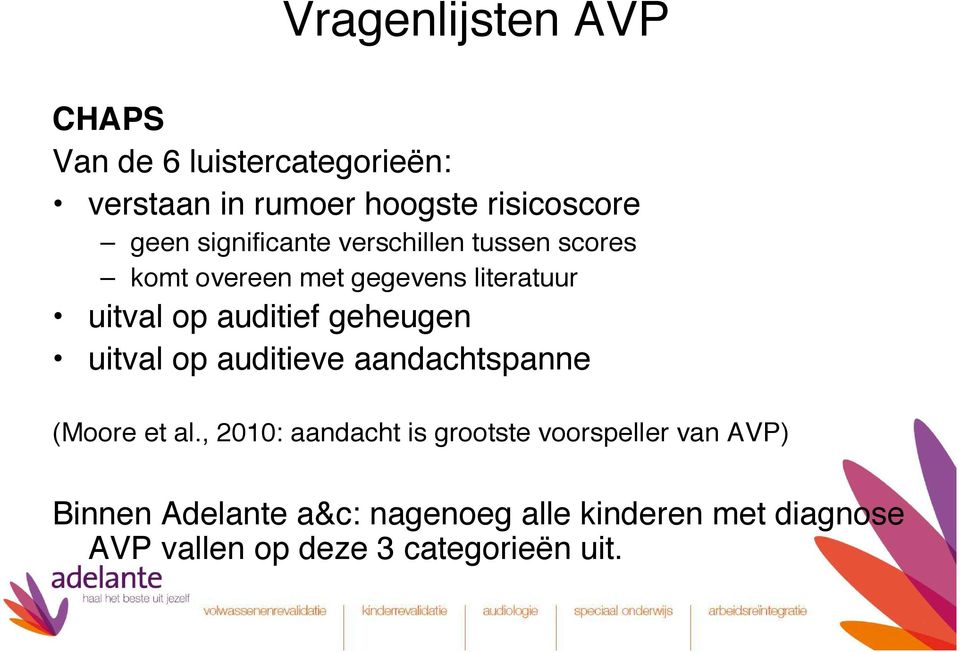 geheugen uitval op auditieve aandachtspanne (Moore et al.