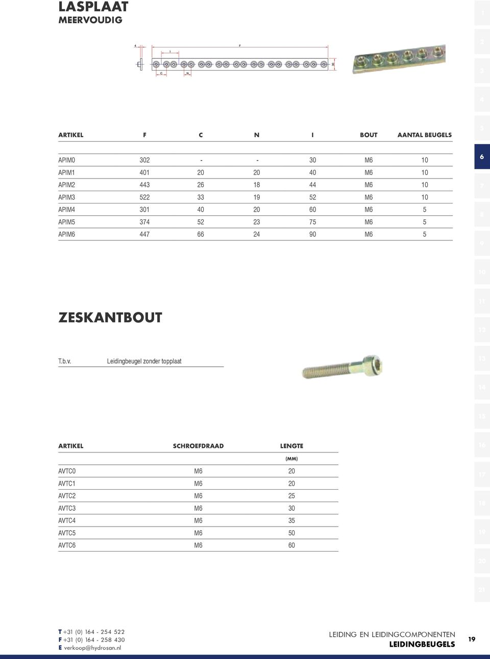 b.v. Leidingbeugel zonder topplaat Artikel Schroefdraad Lengte AVTC0 M