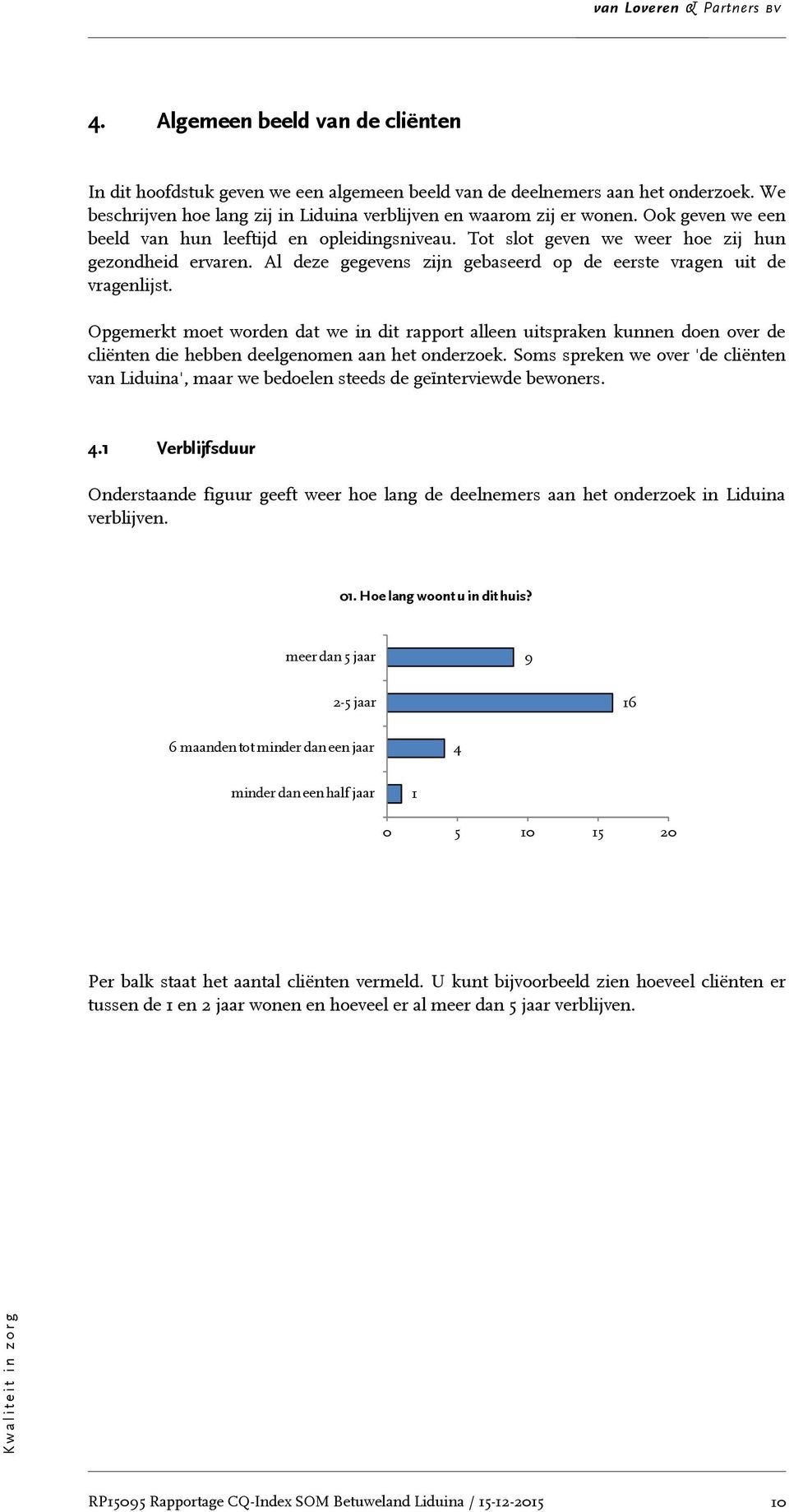 Opgemerkt moet worden dat we in dit rapport alleen uitspraken kunnen doen over de cliënten die hebben deelgenomen aan het onderzoek.