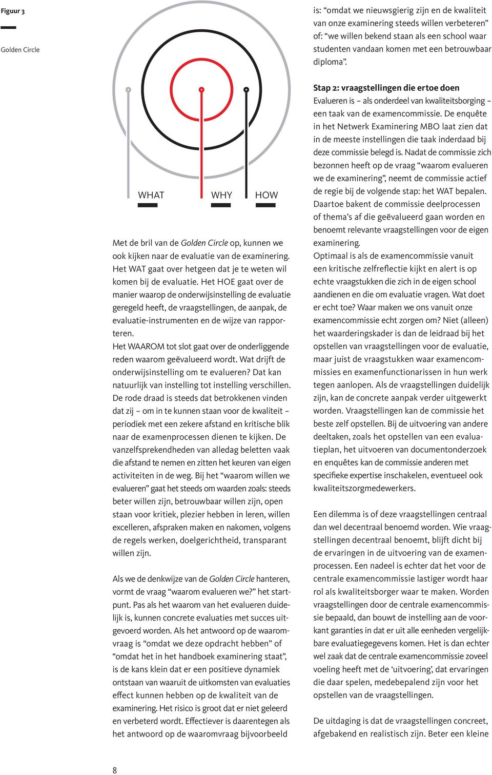 Het HOE gaat over de manier waarop de onderwijsinstelling de evaluatie geregeld heeft, de vraagstellingen, de aanpak, de evaluatie-instrumenten en de wijze van rapporteren.