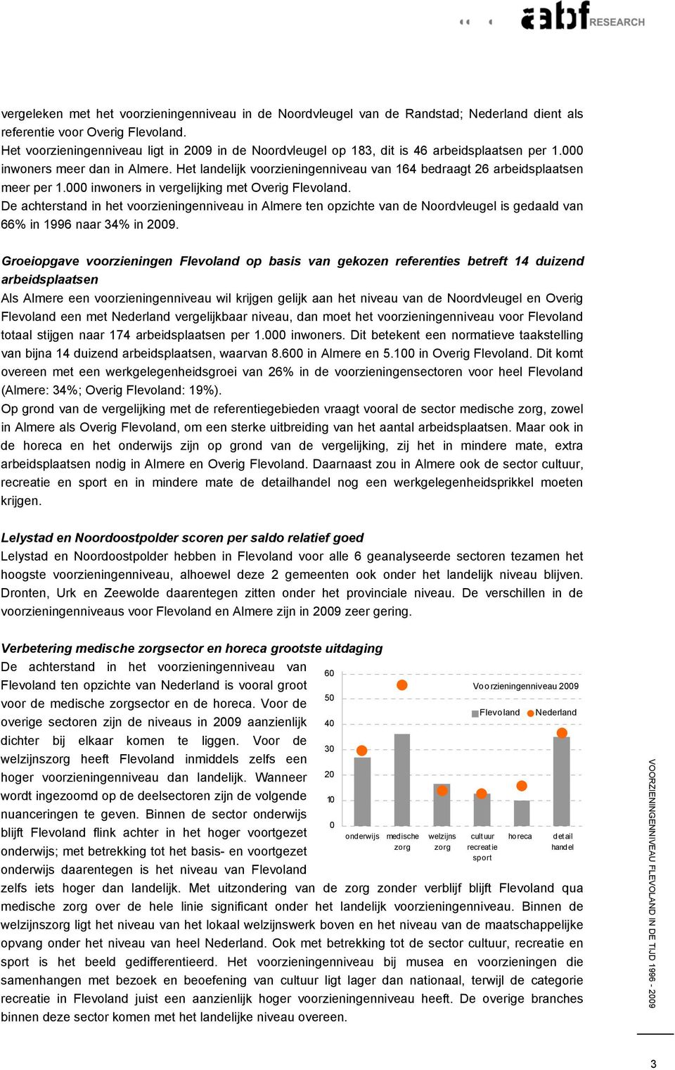 Het landelijk voorzieningenniveau van 164 bedraagt 26 arbeidsplaatsen meer per 1. inwoners in vergelijking met Overig Flevoland.