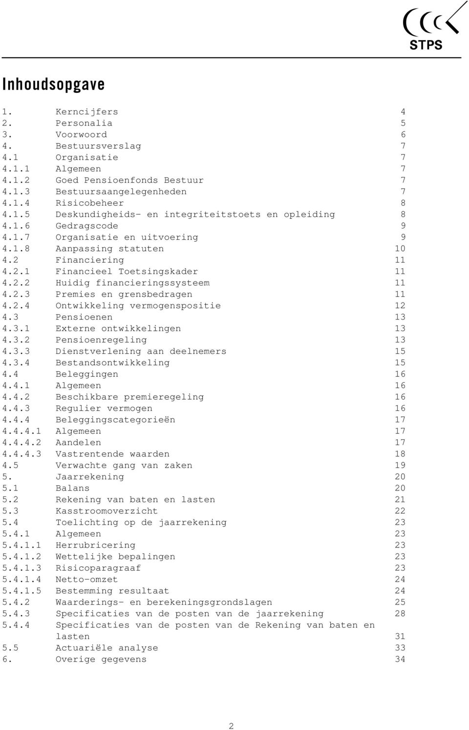 2.3 Premies en grensbedragen 11 4.2.4 Ontwikkeling vermogenspositie 12 4.3 Pensioenen 13 4.3.1 Externe ontwikkelingen 13 4.3.2 Pensioenregeling 13 4.3.3 Dienstverlening aan deelnemers 15 4.3.4 Bestandsontwikkeling 15 4.