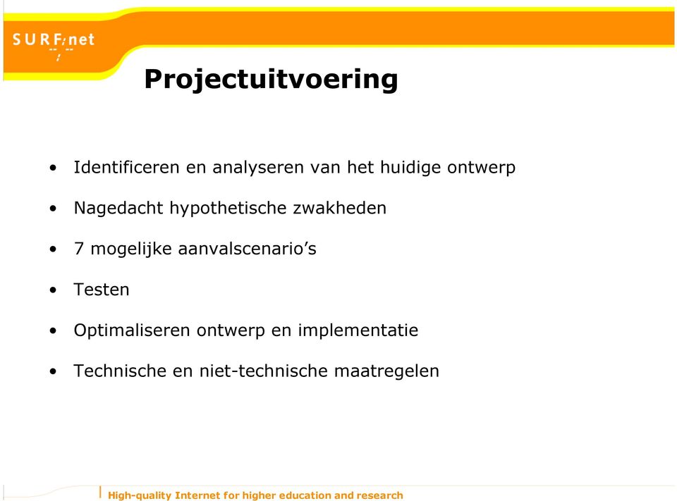 mogelijke aanvalscenario s Testen Optimaliseren