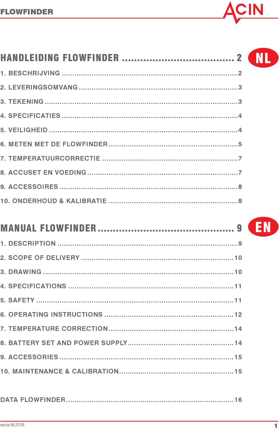 .. 9 1. description...9 EN 2. scope of delivery...10 3. drawing...10 4. specifications...11 5. safety...11 6. operating instructions...12 7.