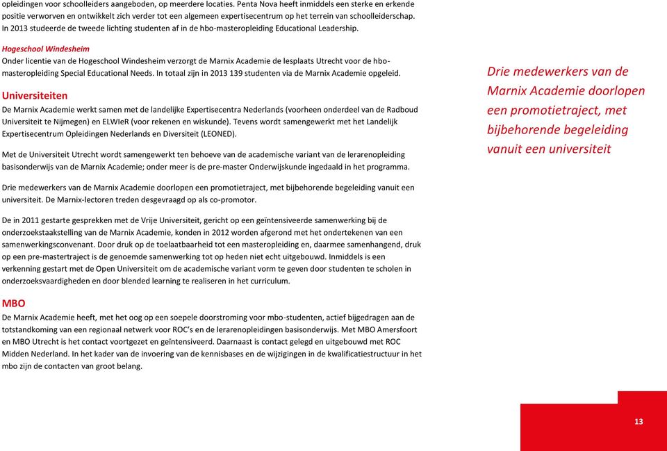 In 2013 studeerde de tweede lichting studenten af in de hbo-masteropleiding Educational Leadership.