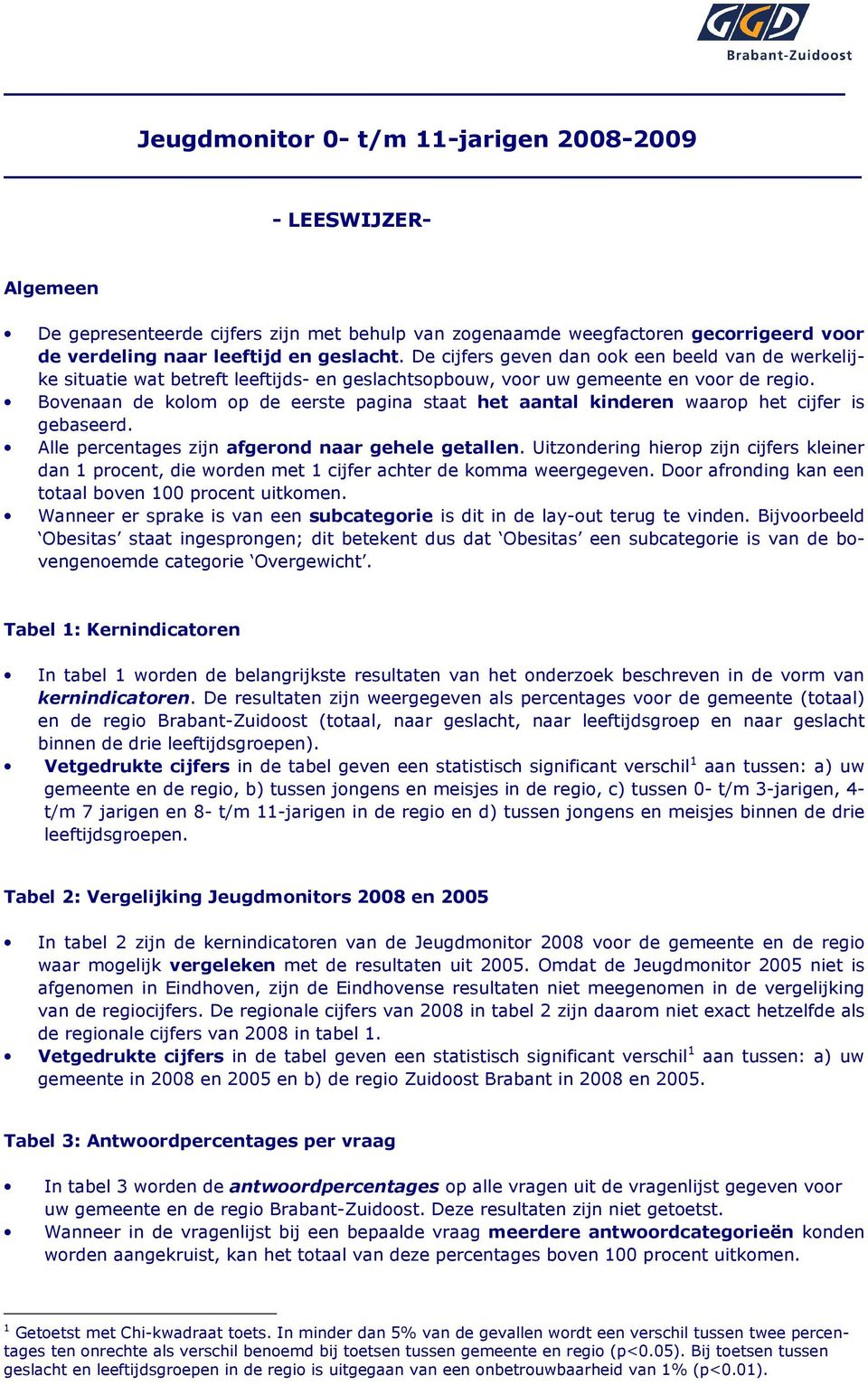 Bovenaan de kolom op de eerste pagina staat het aantal kinderen waarop het cijfer is gebaseerd. Alle percentages zijn afgerond naar gehele getallen.