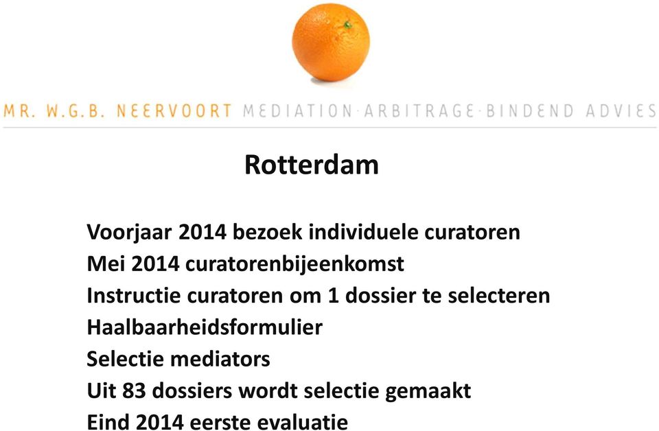 te selecteren Haalbaarheidsformulier Selectie mediators Uit