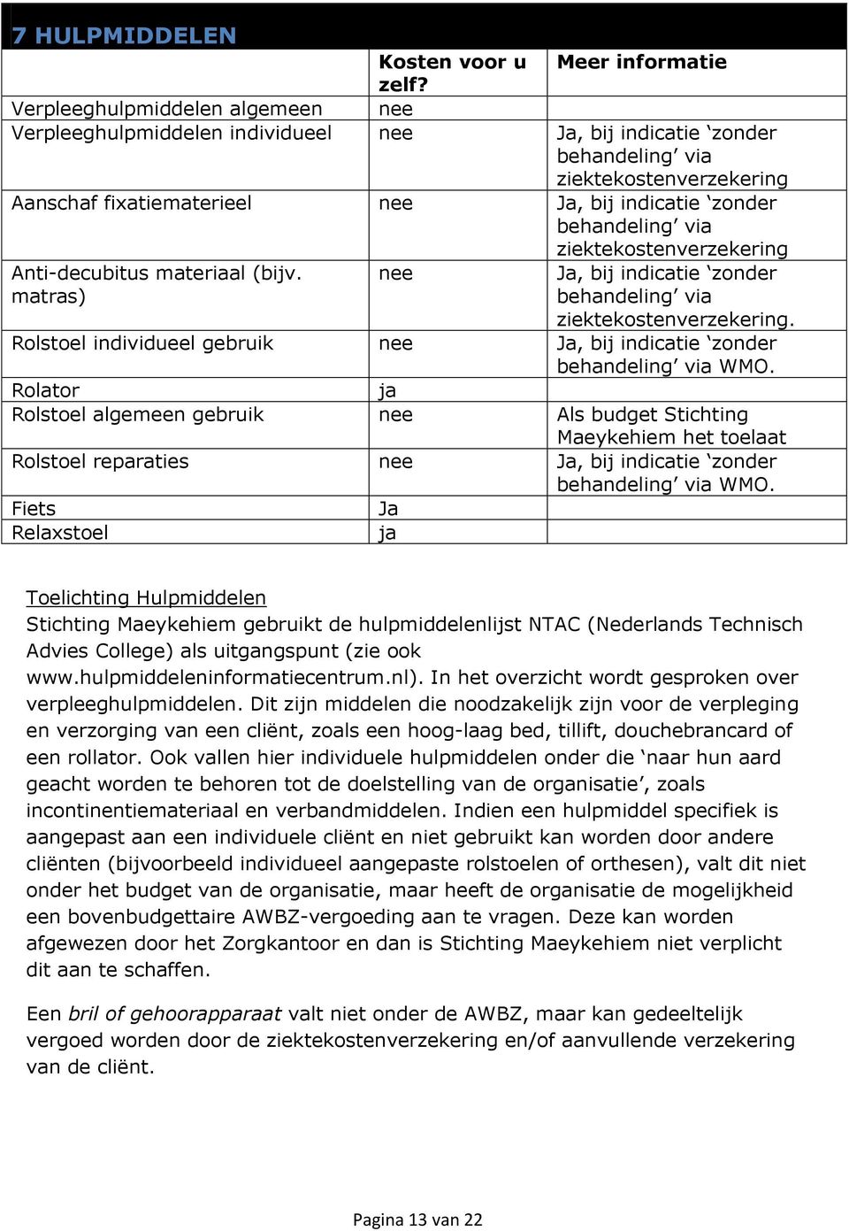 behandeling via ziektekostenverzekering Anti-decubitus materiaal (bijv. matras) nee Ja, bij indicatie zonder behandeling via ziektekostenverzekering.