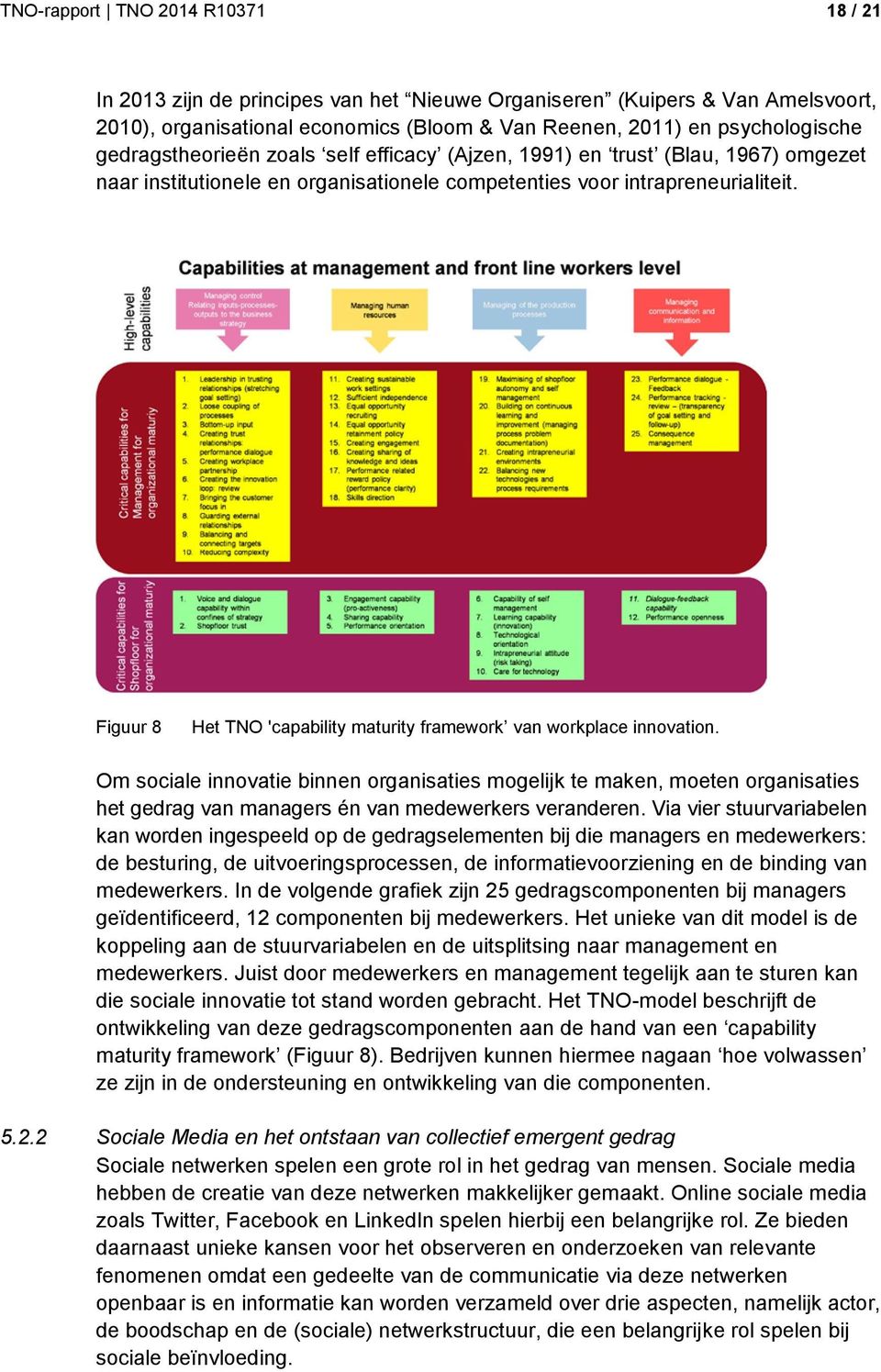 Figuur 8 Het TNO 'capability maturity framework van workplace innovation.